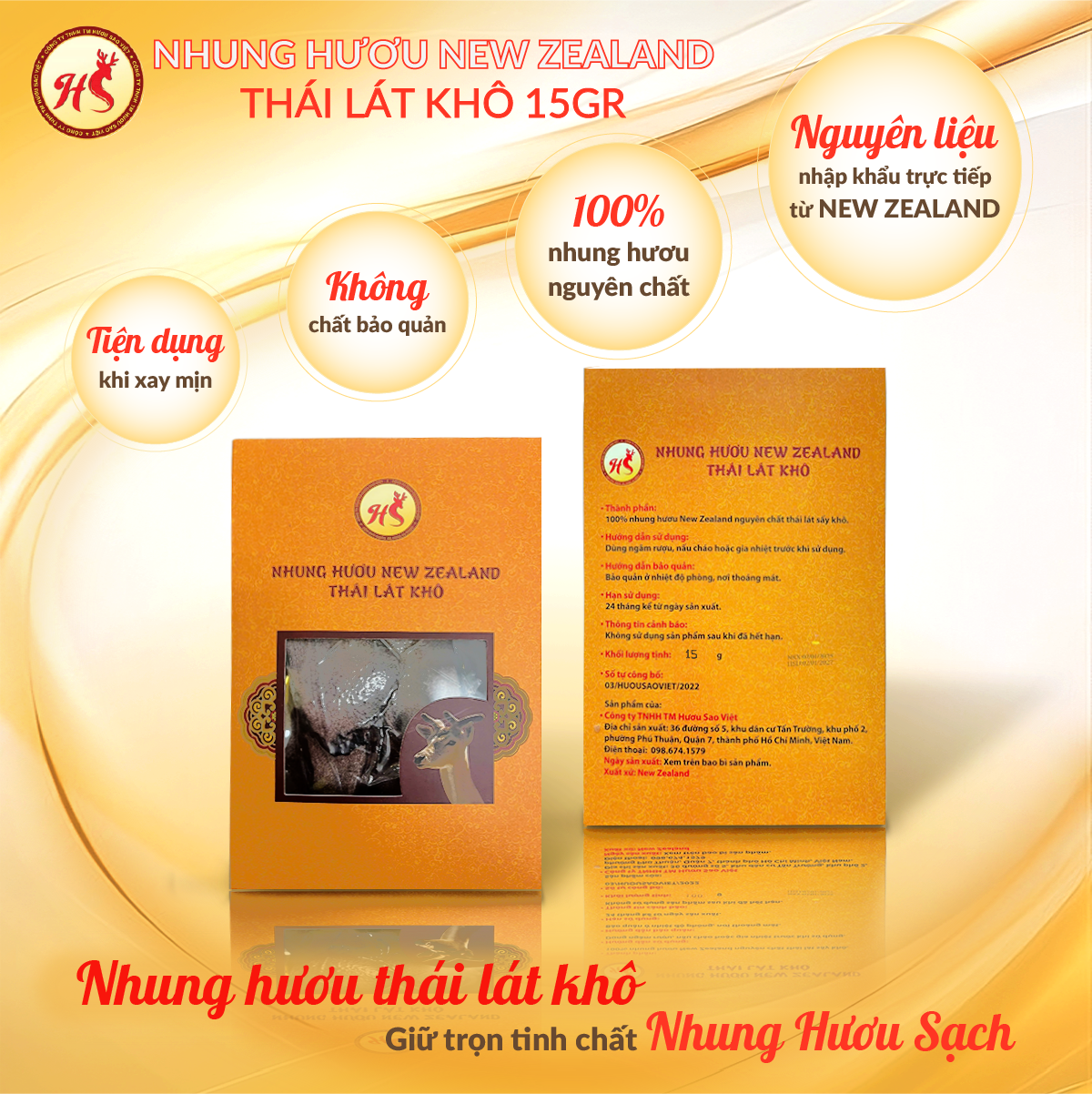 15g Nhung Hươu Khô New Zeand Thái Lát Khô